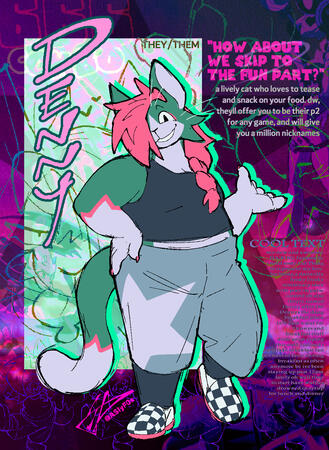 Character profile for my cat fursona, Denny